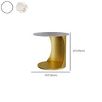 Classic C-Shaped White Marble Side Table with Gold Metal Base