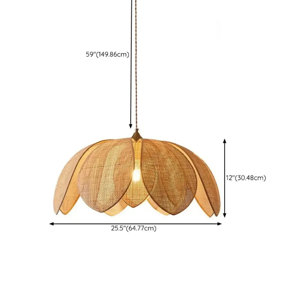 Designer Handmade Floral Led Pendant Lamp with Rattan Petals