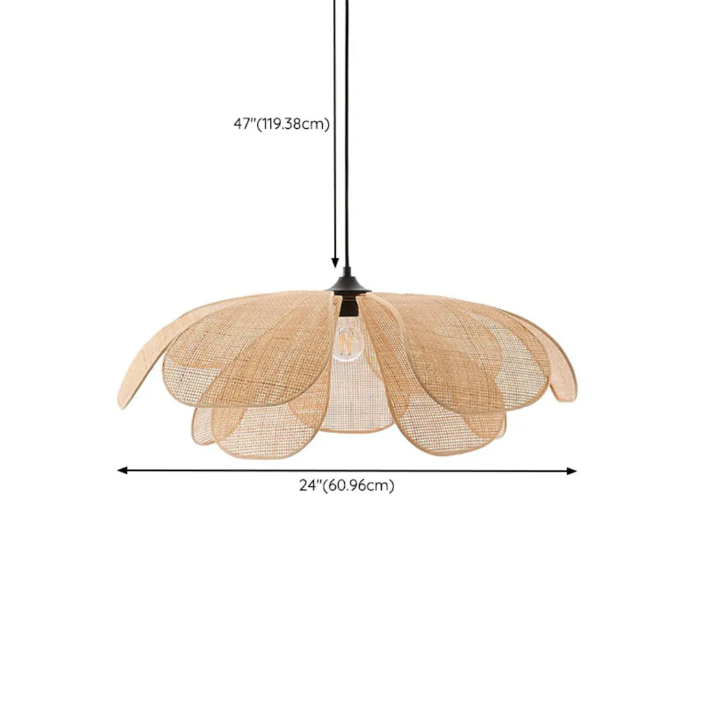 Designer Handmade Floral Led Pendant Lamp with Rattan Petals