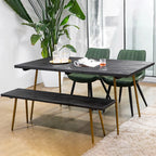 Simple Upholstered Leather Dining Chair Solid Back Metal Legs