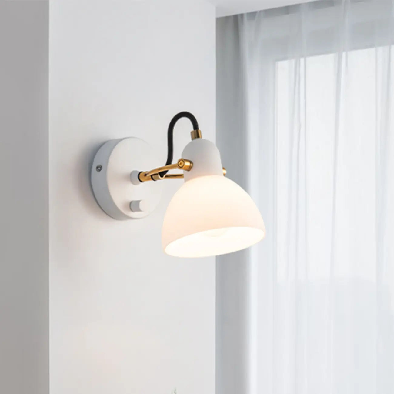 1-light Glass Dome Hemisphere Vanity Light for Bathroom
