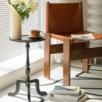 Small Black Wood End Table with Tray Top for Living Room
