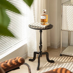 Small Black Wood End Table with Tray Top for Living Room