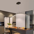 Black Linear Silica Gel Island Pendant Light Arch Shaped LED