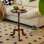 Small Black Wood End Table with Tray Top for Living Room