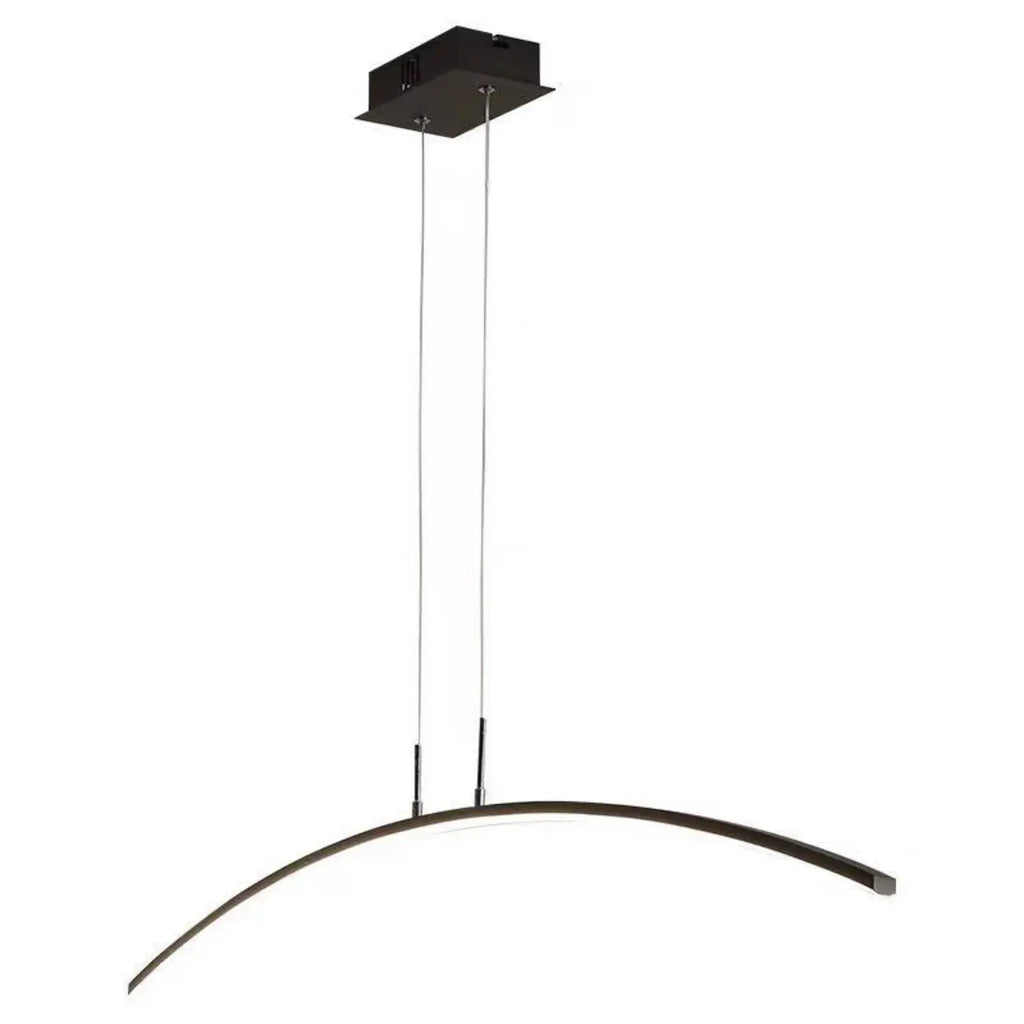 Black Linear Silica Gel Island Pendant Light Arch Shaped LED