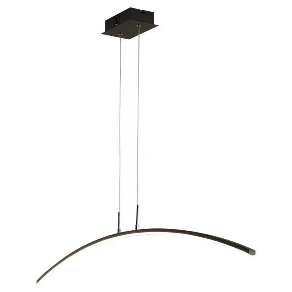 Black Linear Silica Gel Island Pendant Light Arch Shaped LED