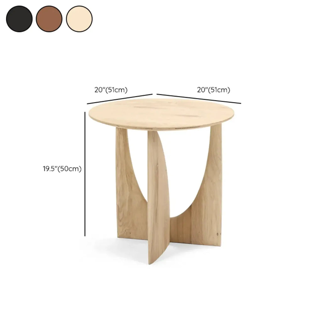 20-inch Natural Wood Round Side Table for Living Room