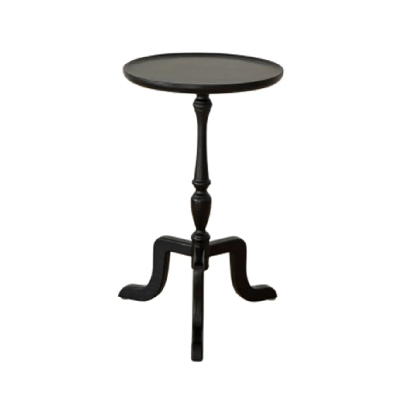 Small Black Wood End Table with Tray Top for Living Room