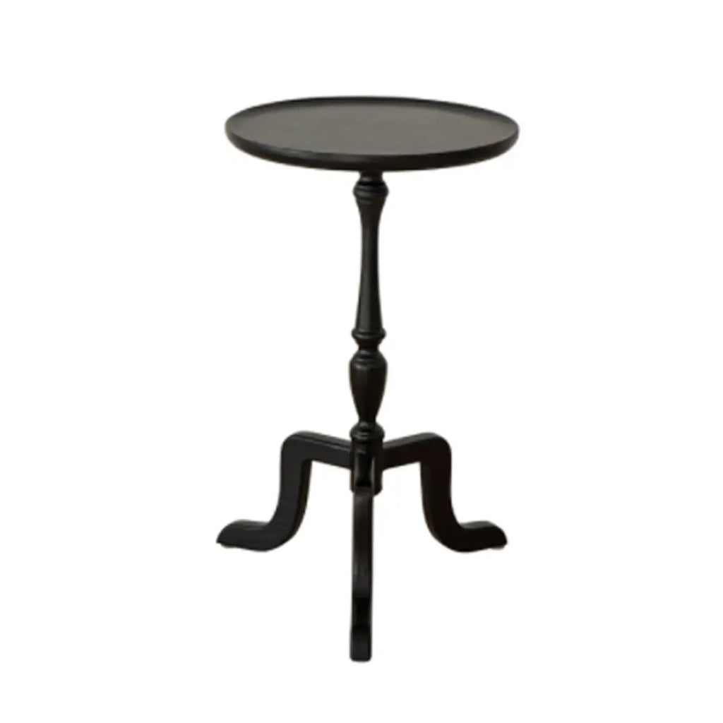 Small Black Wood End Table with Tray Top for Living Room