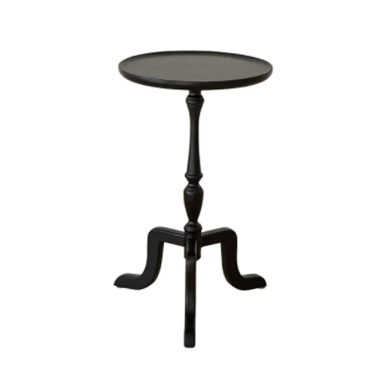 Small Black Wood End Table with Tray Top for Living Room