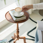 Small Black Wood End Table with Tray Top for Living Room