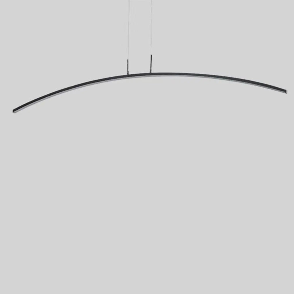 Black Linear Silica Gel Island Pendant Light Arch Shaped LED