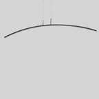 Black Linear Silica Gel Island Pendant Light Arch Shaped LED