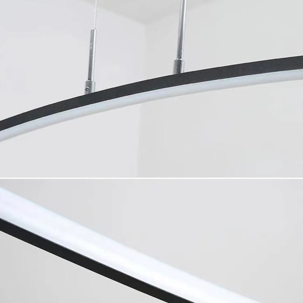 Black Linear Silica Gel Island Pendant Light Arch Shaped LED