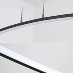Black Linear Silica Gel Island Pendant Light Arch Shaped LED