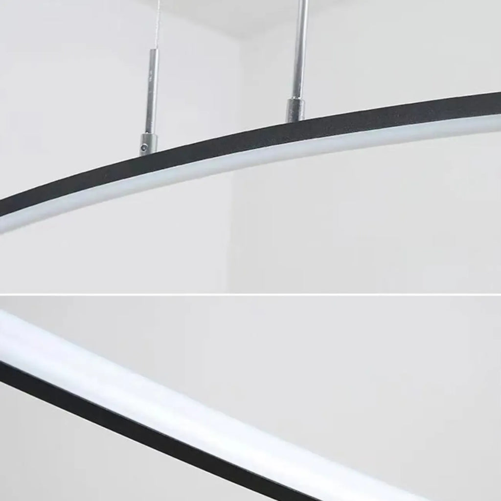 Black Linear Silica Gel Island Pendant Light Arch Shaped LED