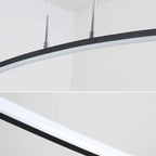 Black Linear Silica Gel Island Pendant Light Arch Shaped LED