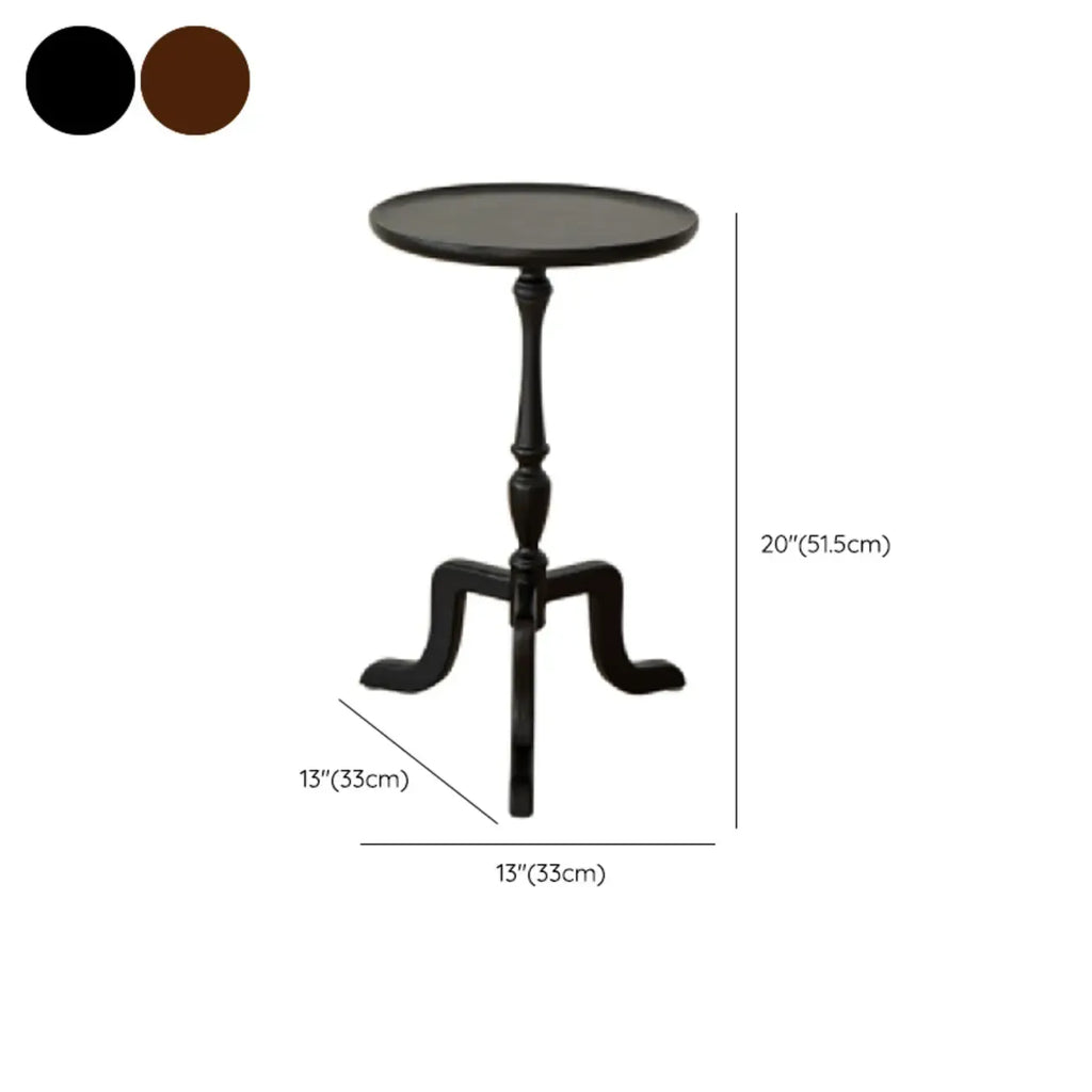 Small Black Wood End Table with Tray Top for Living Room