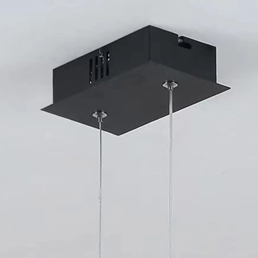 Black Linear Silica Gel Island Pendant Light Arch Shaped LED