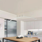 Black Linear Silica Gel Island Pendant Light Arch Shaped LED