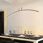 Black Linear Silica Gel Island Pendant Light Arch Shaped LED
