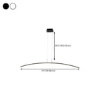 Black Linear Silica Gel Island Pendant Light Arch Shaped LED