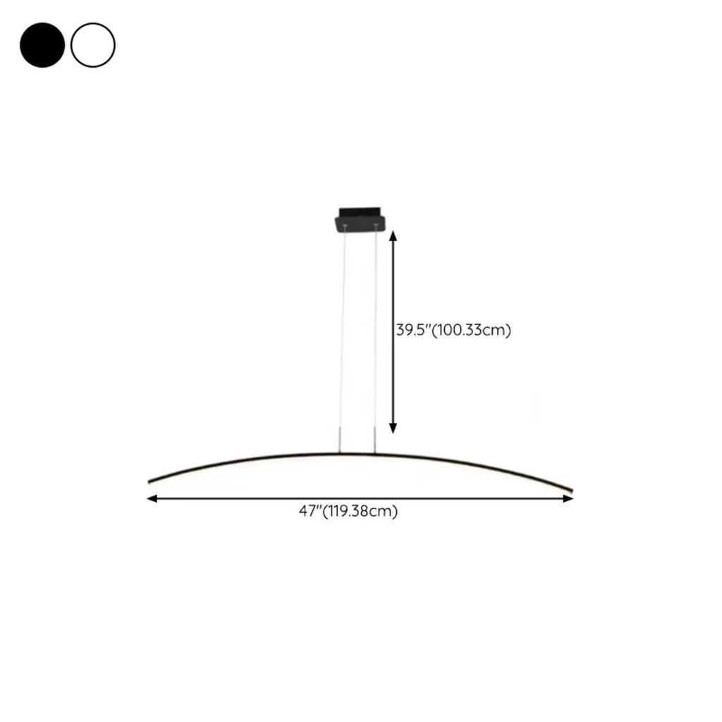 Black Linear Silica Gel Island Pendant Light Arch Shaped LED