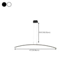 Black Linear Silica Gel Island Pendant Light Arch Shaped LED