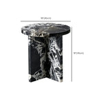 Unique Round Black Marble End Table for Living Room