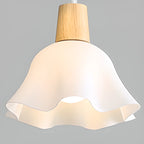 3 Lights Elegant Wooden Island Light with Acrylic Flower Shade