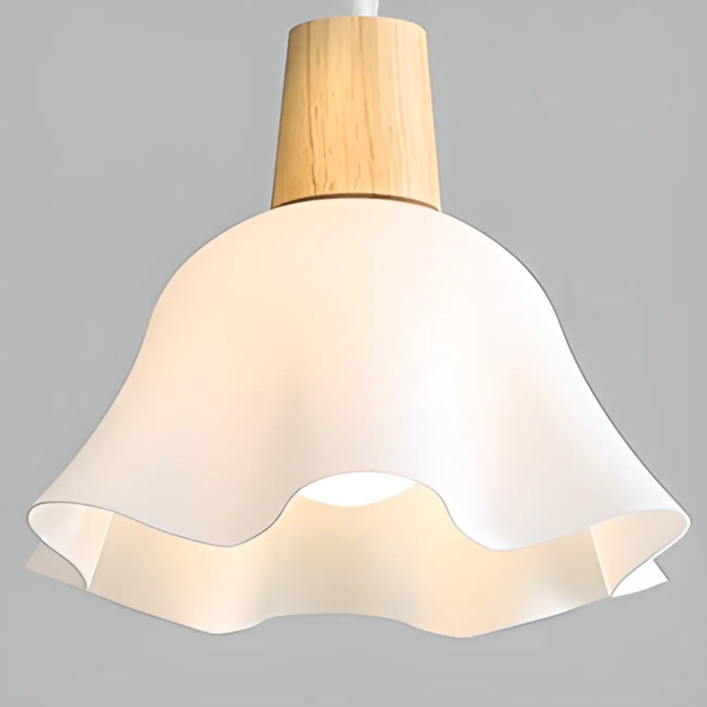 3 Lights Elegant Wooden Island Light with Acrylic Flower Shade