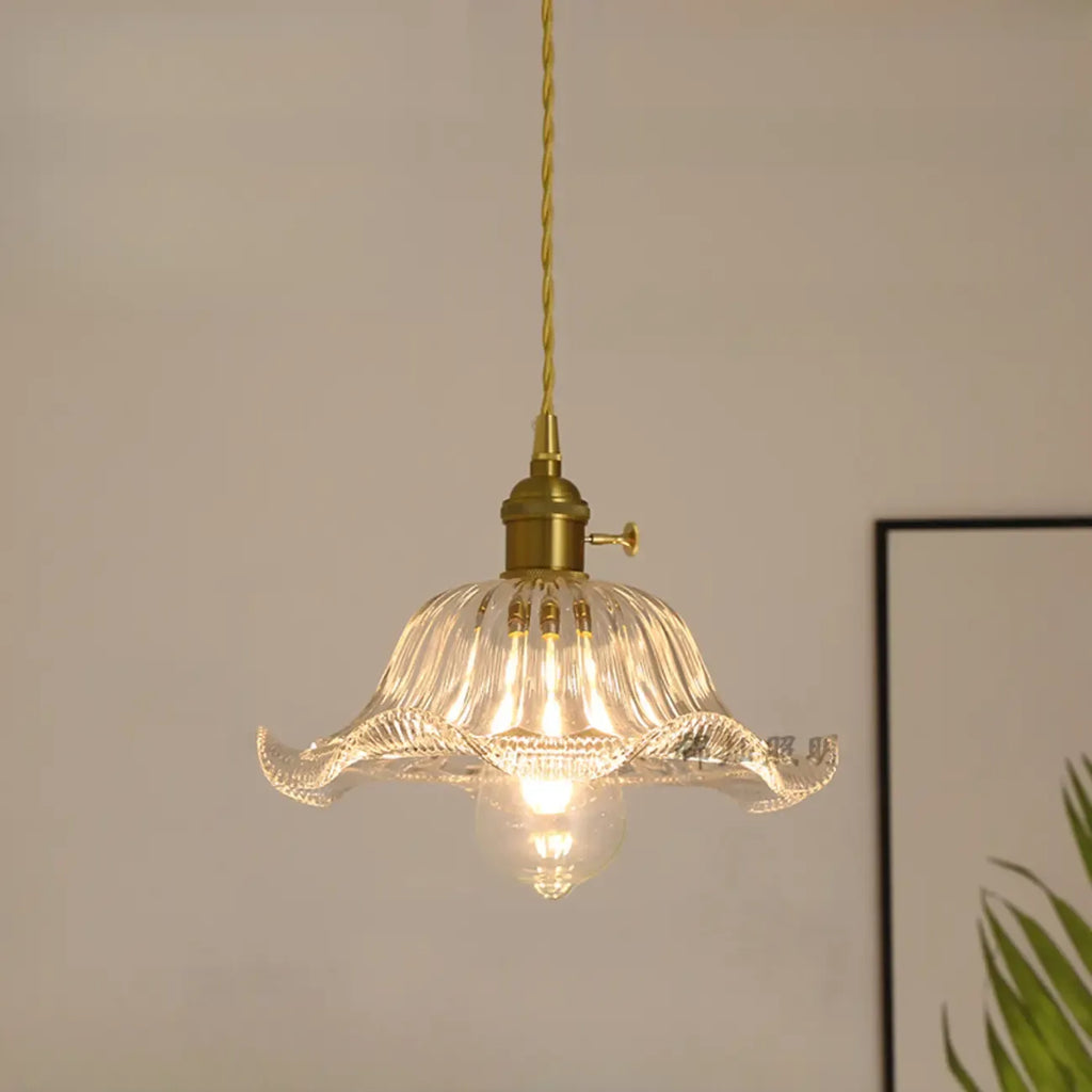 Clear Floral Glass Pendant Light for Modern Living Room