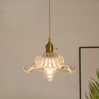 Clear Floral Glass Pendant Light for Modern Living Room