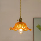 Clear Floral Glass Pendant Light for Modern Living Room