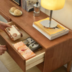 71 Rectangle Cherry Wood TV Stand with Cabinet & Drawers