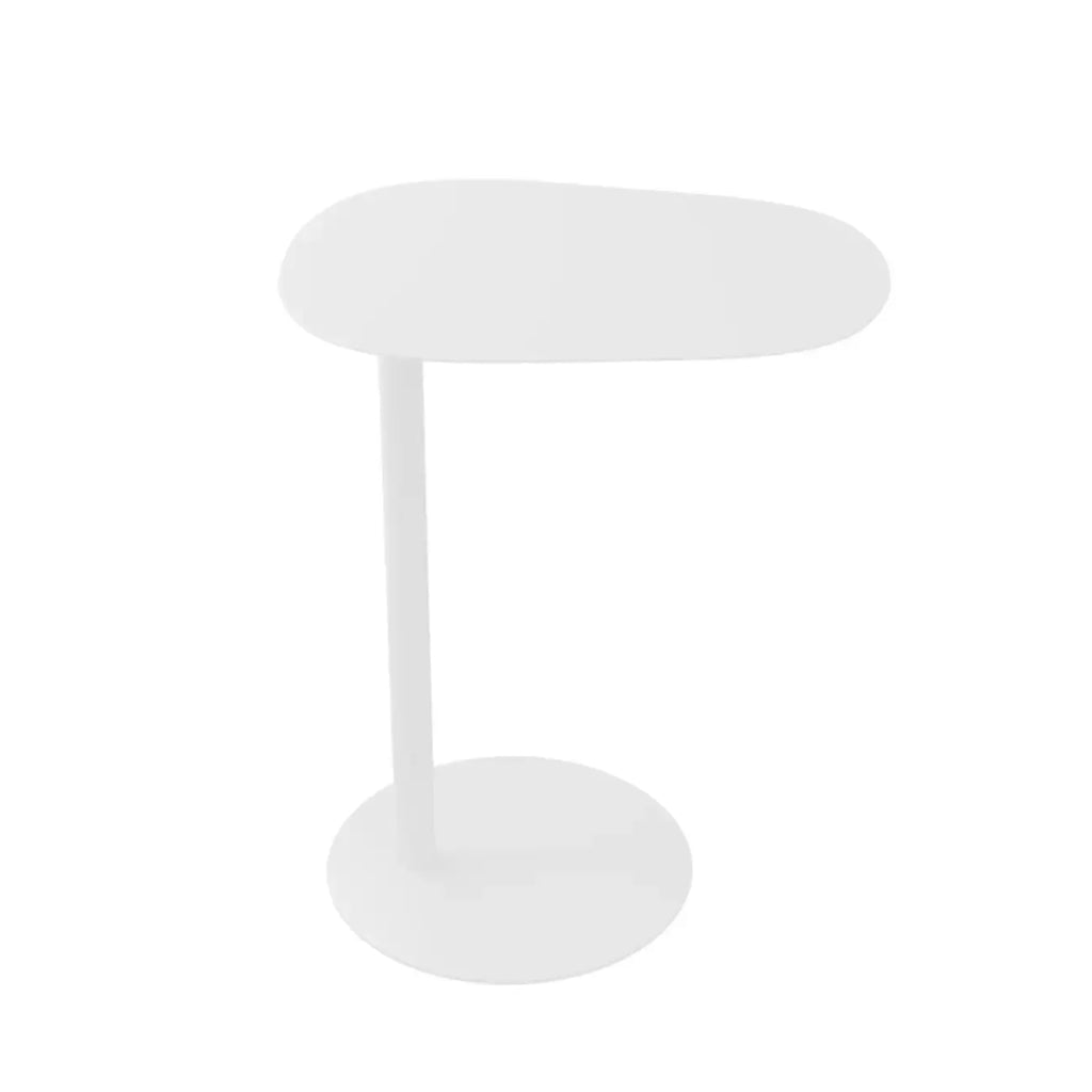 Minimalist Round White Metal Side Table for Living Room