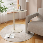 Minimalist Round White Metal Side Table for Living Room