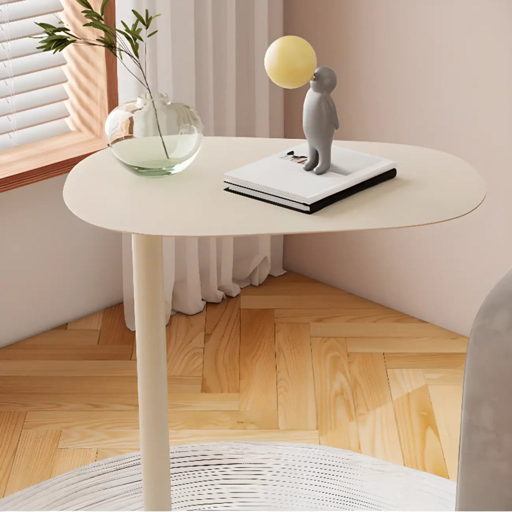 Minimalist Round White Metal Side Table for Living Room