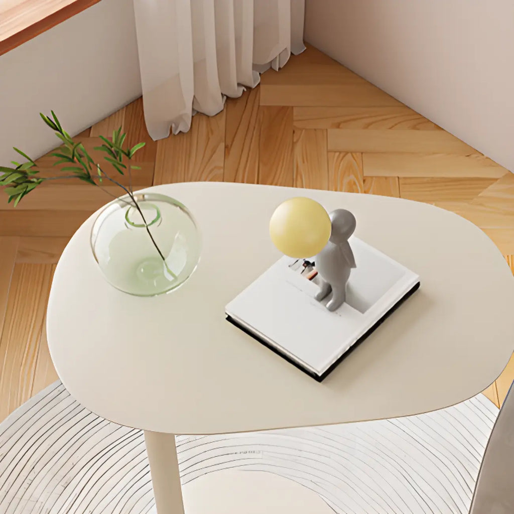 Minimalist Round White Metal Side Table for Living Room