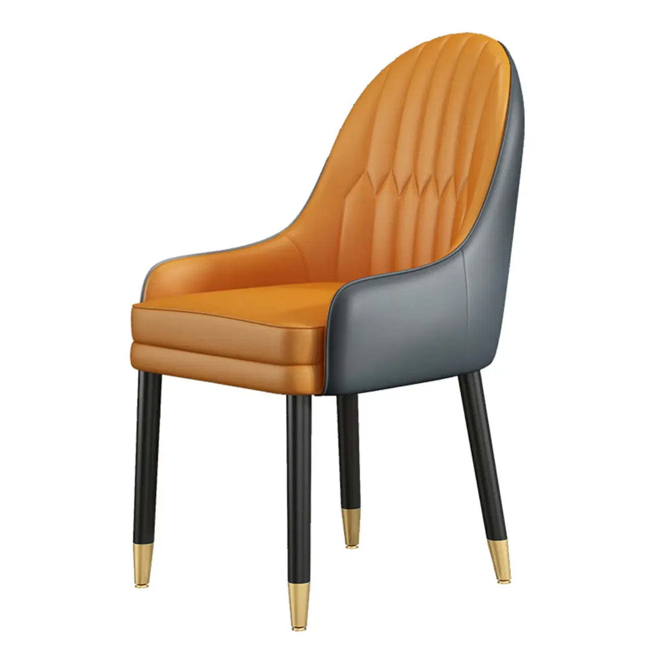 Faux Leather Dining Chair Color Block Sloped Arm with Metal Legs