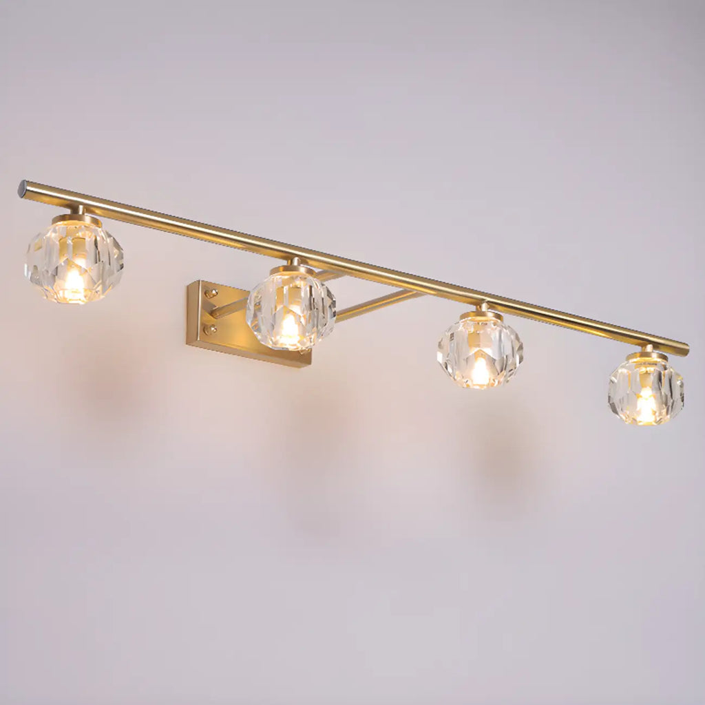 Elegant Linear Globe Brass Crystal Vanity Lights in Multi-Light