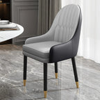 Faux Leather Dining Chair Color Block Sloped Arm with Metal Legs