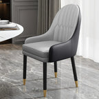 Faux Leather Dining Chair Color Block Sloped Arm with Metal Legs