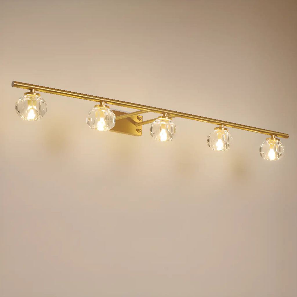 Elegant Linear Globe Brass Crystal Vanity Lights in Multi-Light