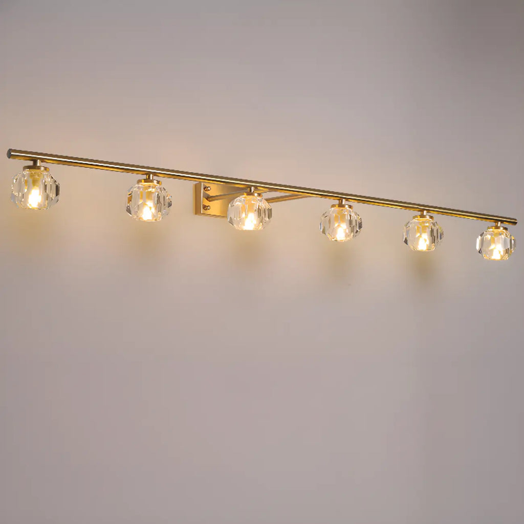 Elegant Linear Globe Brass Crystal Vanity Lights in Multi-Light