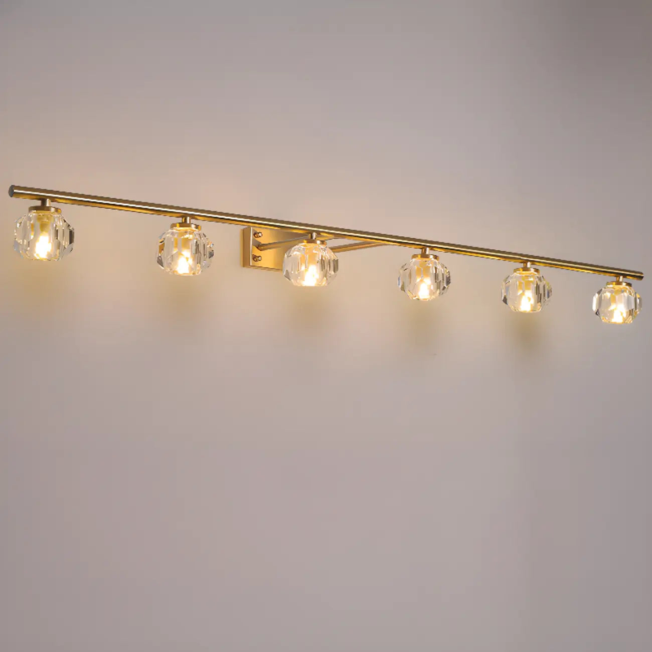 Elegant Linear Globe Brass Crystal Vanity Lights in Multi-Light