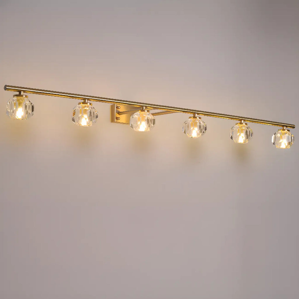 Elegant Linear Globe Brass Crystal Vanity Lights in Multi-Light
