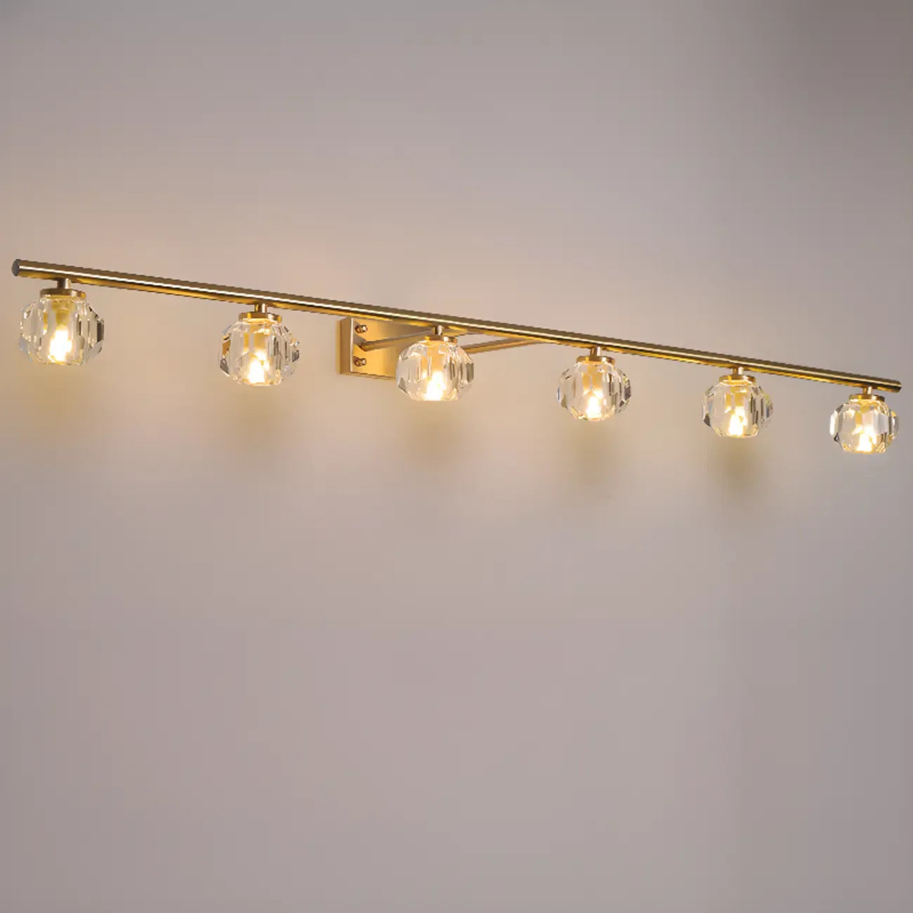 Elegant Linear Globe Brass Crystal Vanity Lights in Multi-Light
