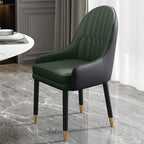 Faux Leather Dining Chair Color Block Sloped Arm with Metal Legs